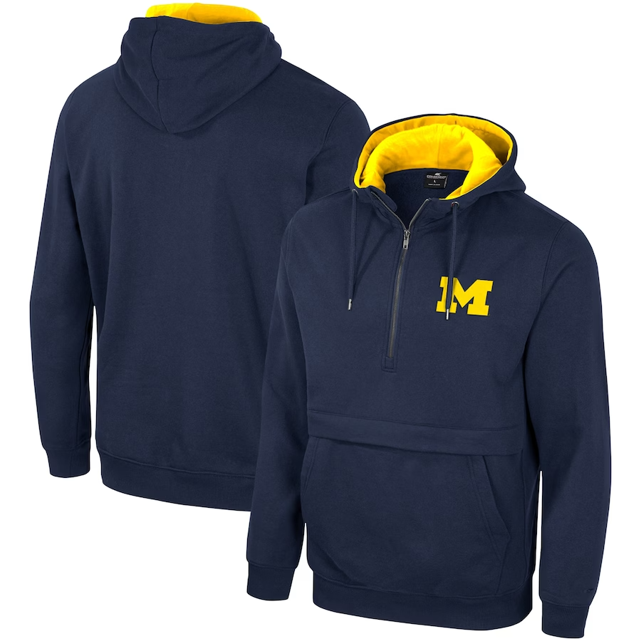 Colosseum Michigan Wolverines Half-Zip Hoodie - L (A057)