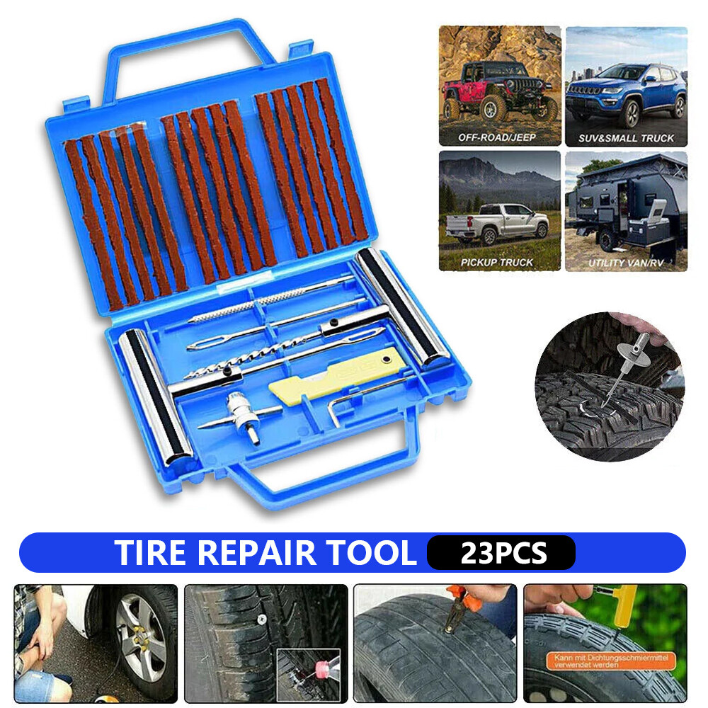 23pc Tire Repair Kit DIY Flat Tire Repair Car Truck Motorcycle Home Plug Fix