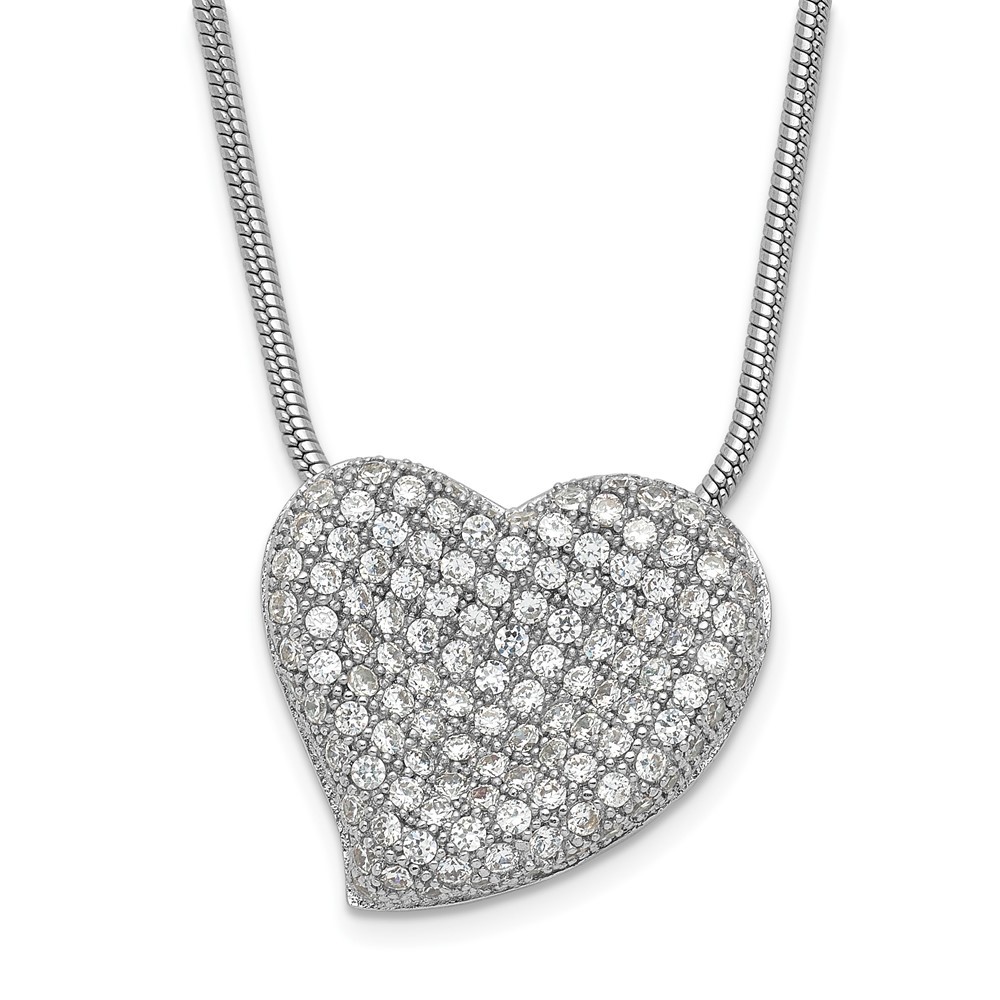 Sterling Silver Cubic Zirconia Brilliant Embers Heart Necklace 20