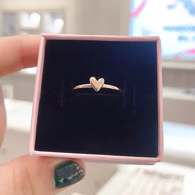 New 100% Authentic 925 Sterling Silver Rose Gold Plated Freehand Heart Ring