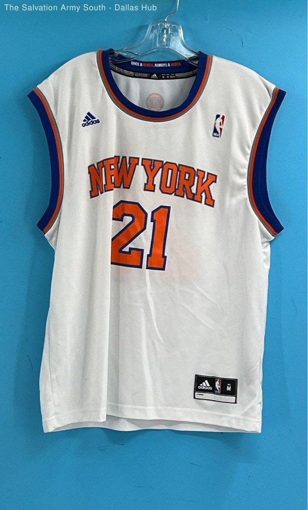 ADIDAS Men's Blue White and Orange New York Knicks #21 Shumpert Jersey Size-M