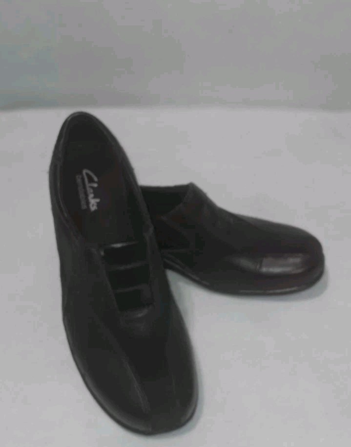 Clarks Bendables Bingo Q Leather Slip On Loafers Womens Size 7 Black