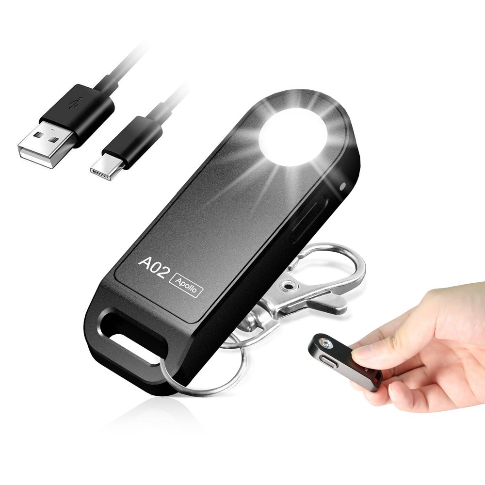 A02 Mini EDC Keychain Flashlight Rechargeable USB-C LED Key Chain Light 125 L...