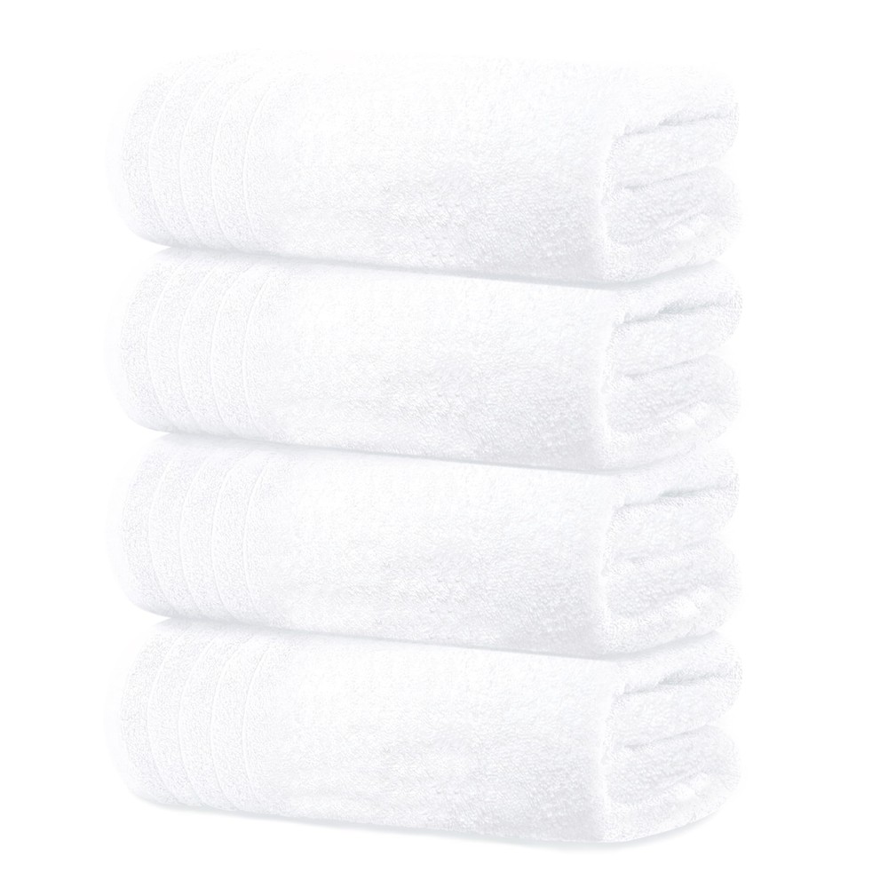 Extra Large Quick Dry Cotton Bath Towels 4-Pack White