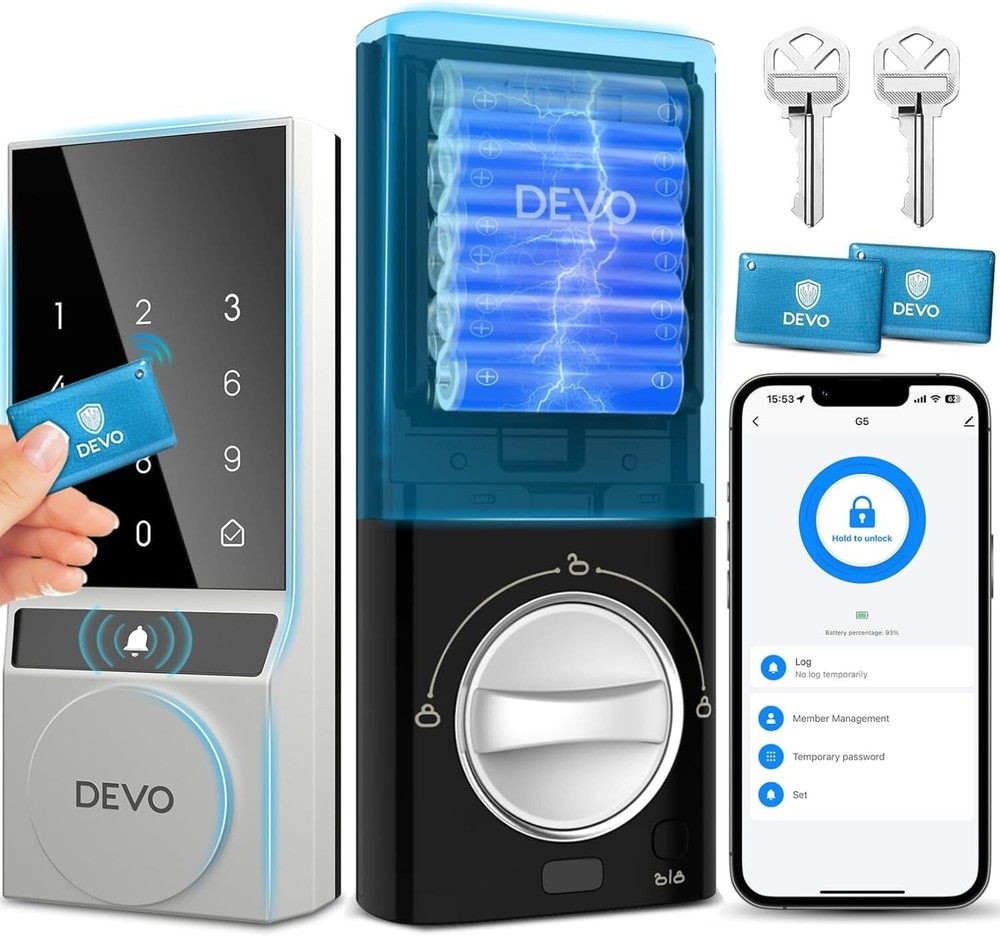 Smart WiFi Deadbolt Lock with Keyless Entry and Remote App Control