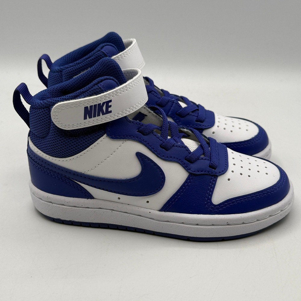 Nike Court Borough Mid 2 Kids 11C Blue White Hook Loop Sneakers CD7783-014