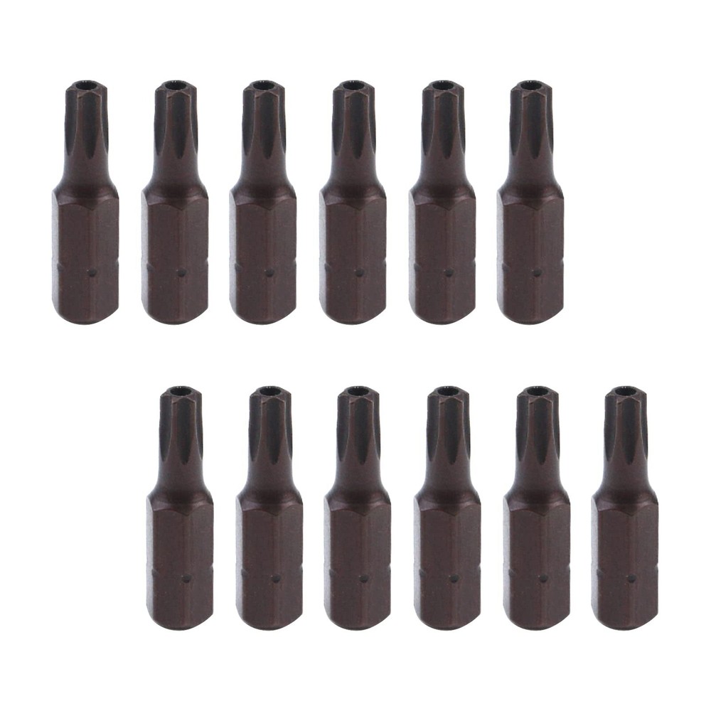 12Pcs T25 TORX Security Bits 1/4-Inch Hex Shank TORX T-25 S2 Steel 1