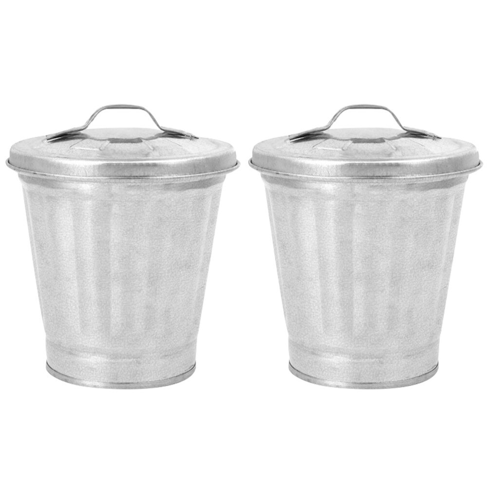 2 Pcs Mini Trash Can Tin Pot Bin Collapsible Storage Bins Cans