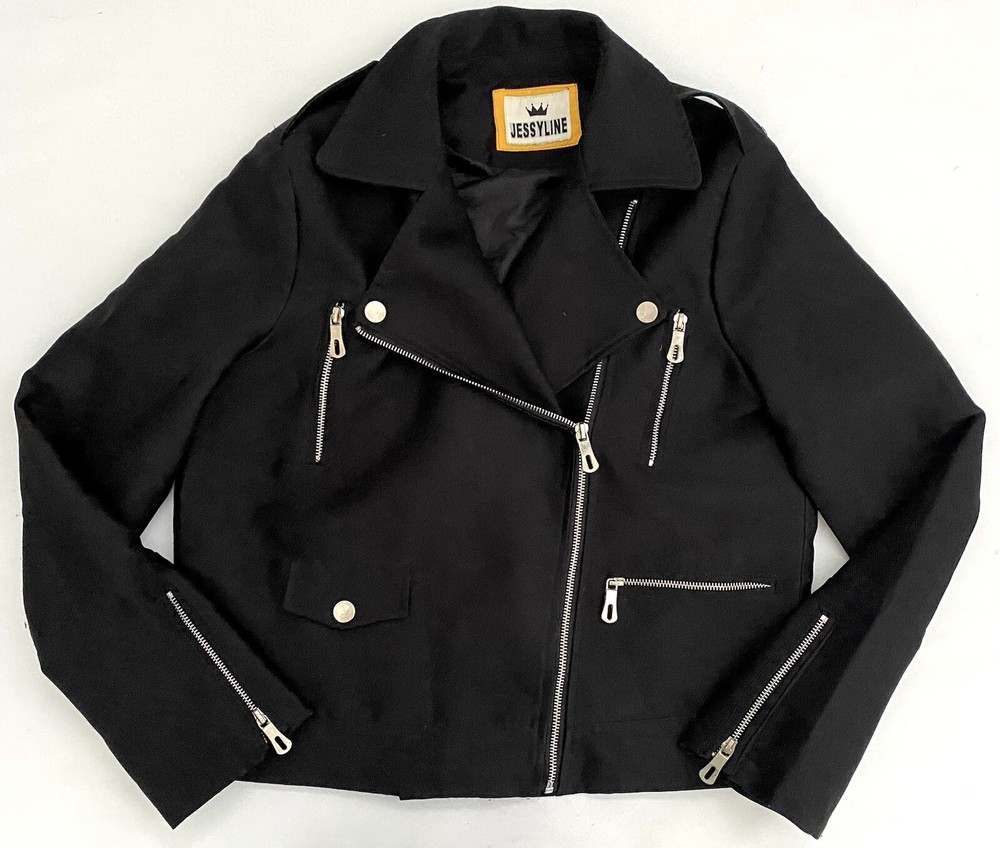 Women’s Short Black Soft Classic Biker Jacket Size 12.