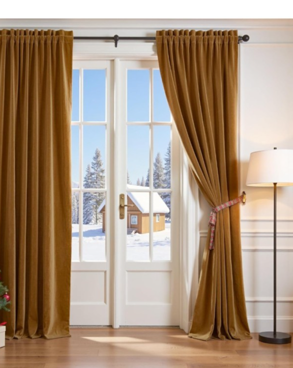 Gold Velvet Blackout Curtain Panel 90
