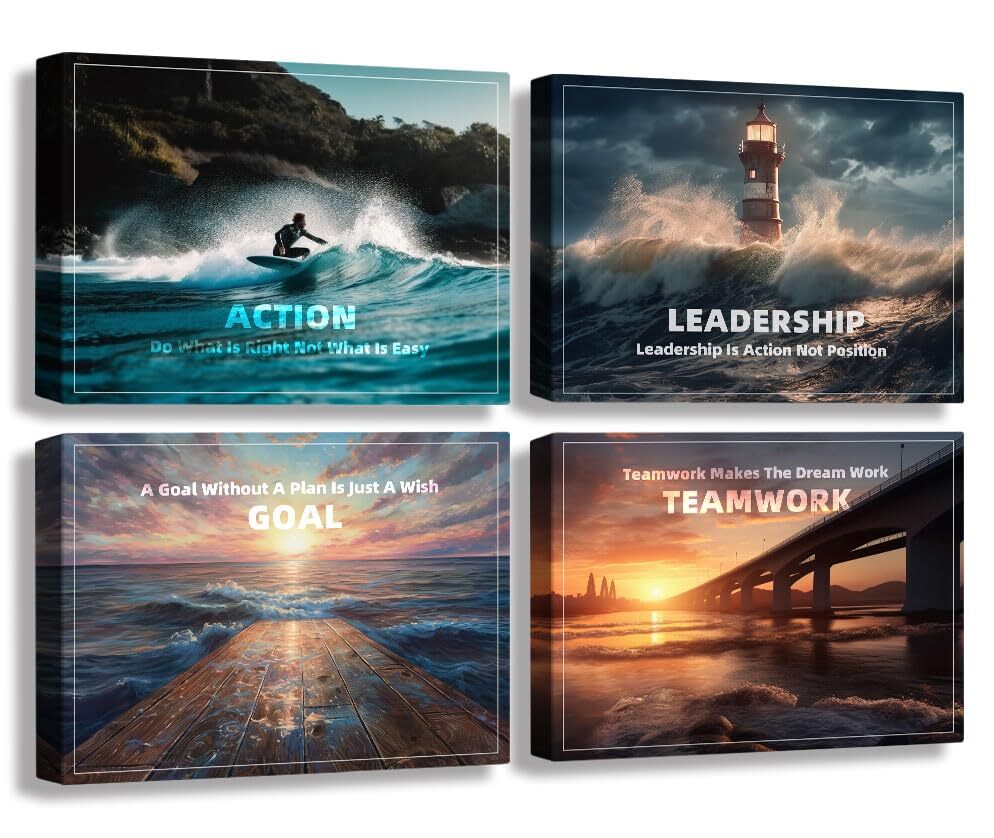 Inspirational Quotes Wall Art，Motivational Wall Art Decoration Painting, land...