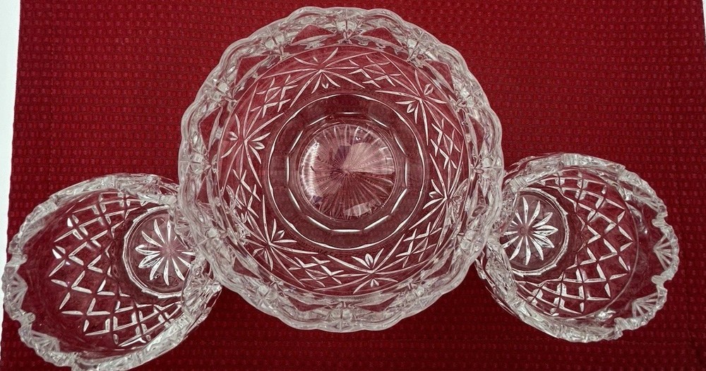 Royal Irish Crystal Dish Set 3-Piece Ireland Design Large and Small