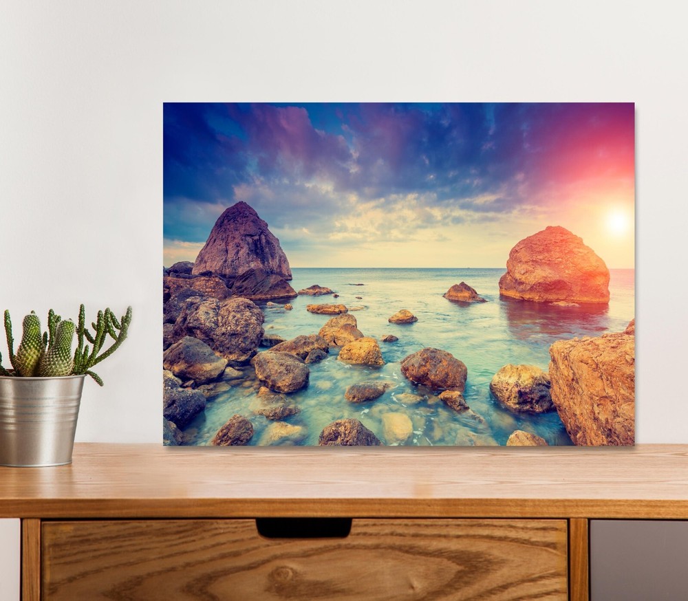 Morning Blue Sea Glowing 5mm thick Plastic Poster Ready to Hang 60x45cm