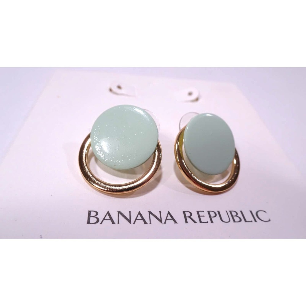 Banana Republic Women's Shiny Enamel Circle Gold Ring Two Way Earrings NWT 50