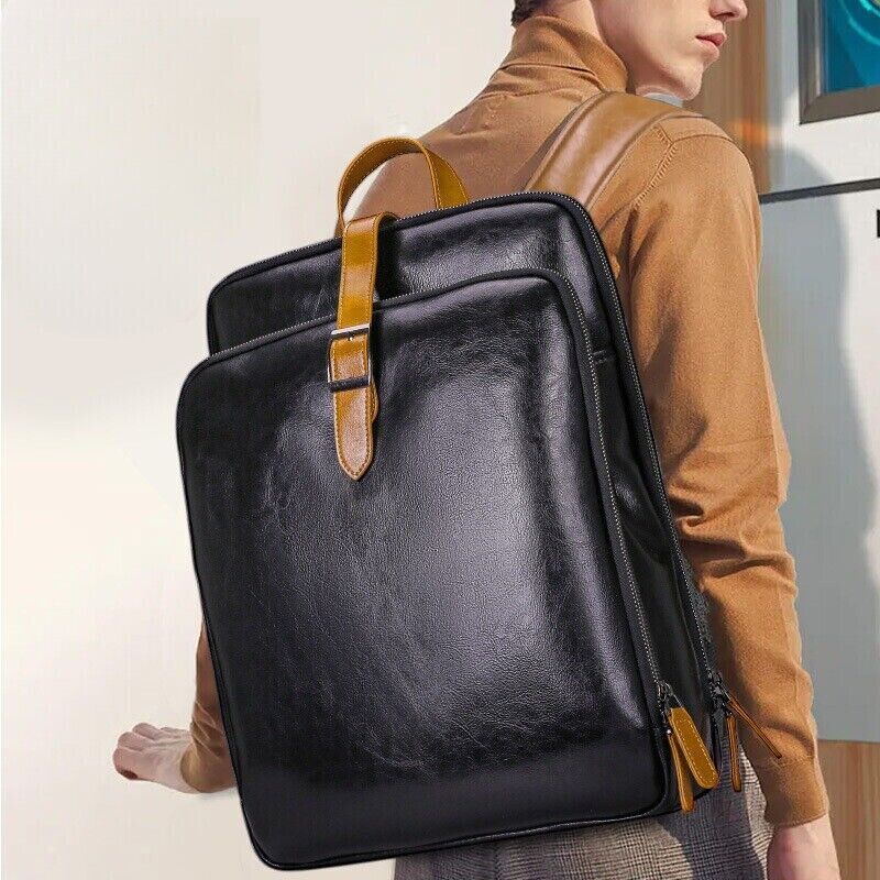 Genuine Leather Laptop Backpack for Students Travel Work Casual Use  