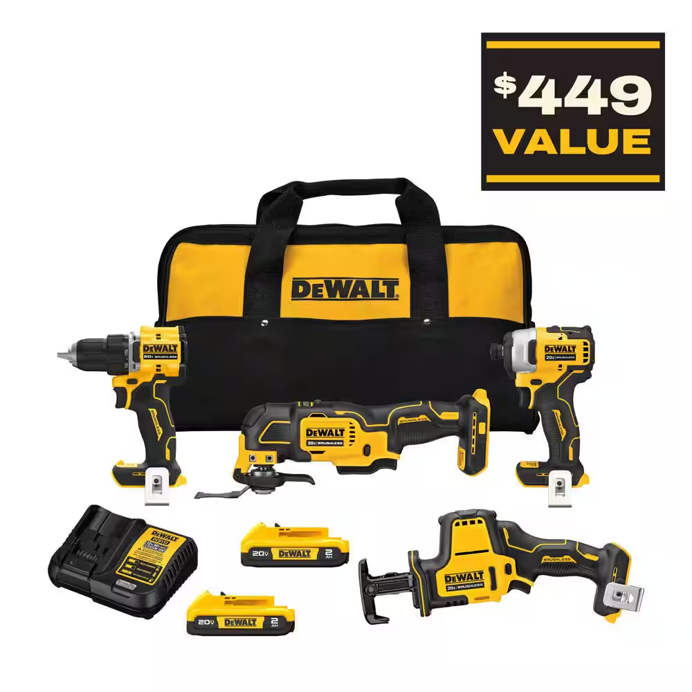 20V Brushless Cordless 4-Tool Combo Kit with 2 Batteries
