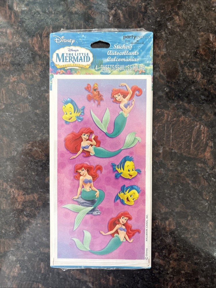 4 Sheets Vintage Hallmark Party Express Ariel The Little Mermaid Disney Sticker