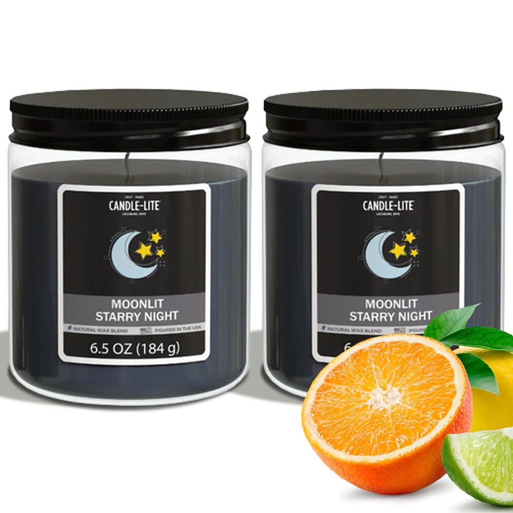 2 Pack Moonlit Starry Night Scented Candles, Aromatherapy, 6.5 oz Single-Wick...