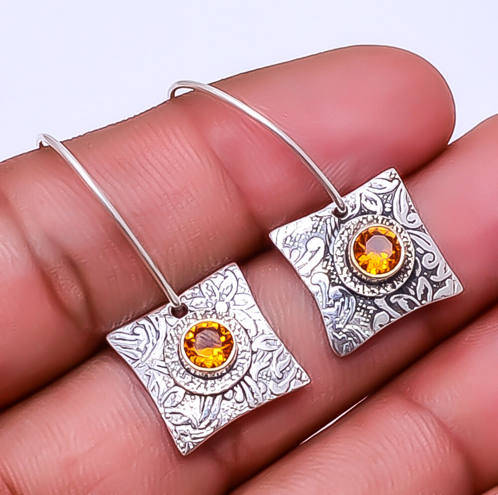 Citrine Designer 925 Sterling Silver Earrings 1.56 Perfect Valentine Gift