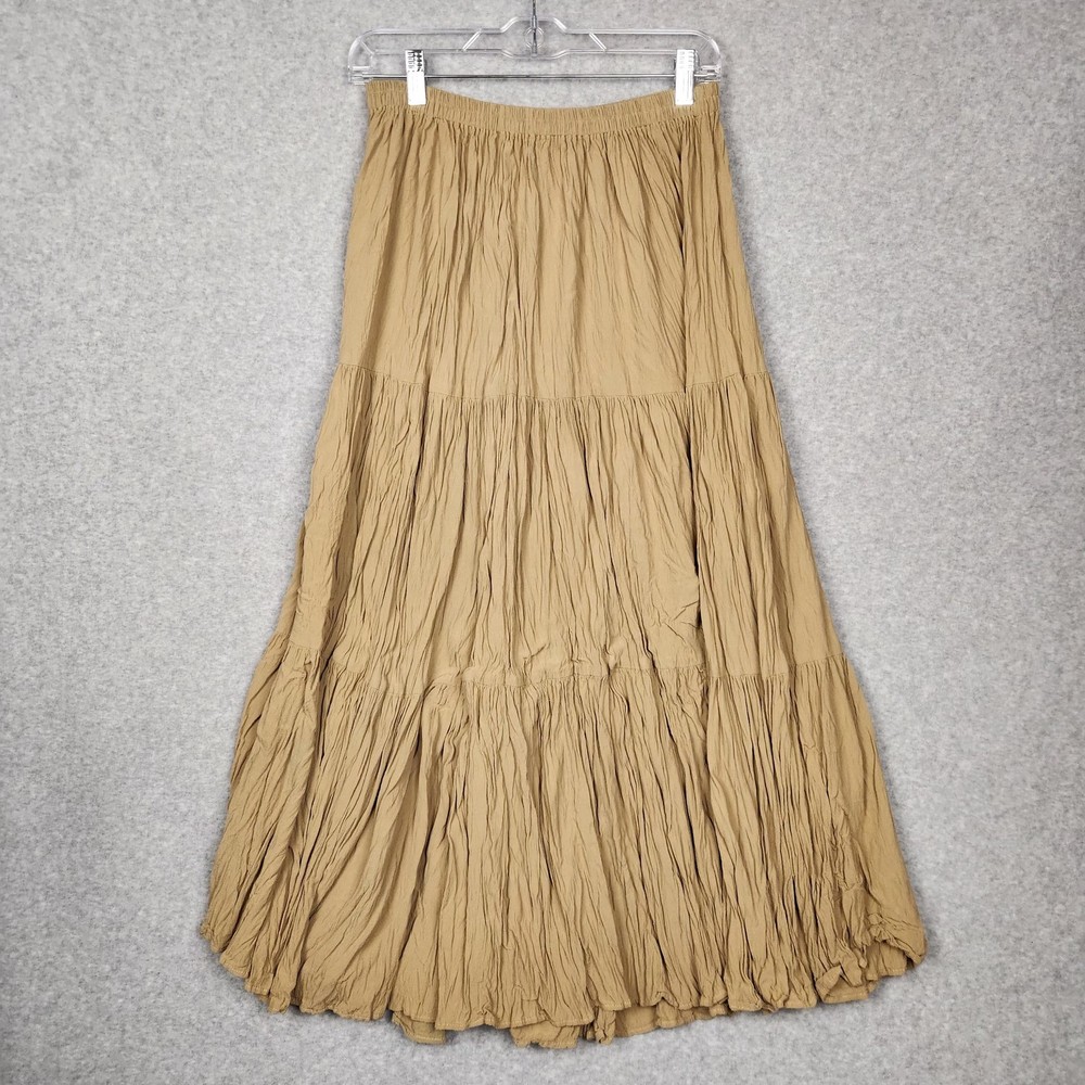 Double D Ranch Womens Tiered Broomstick Maxi Skirt Western Boho Crinkle Style-image