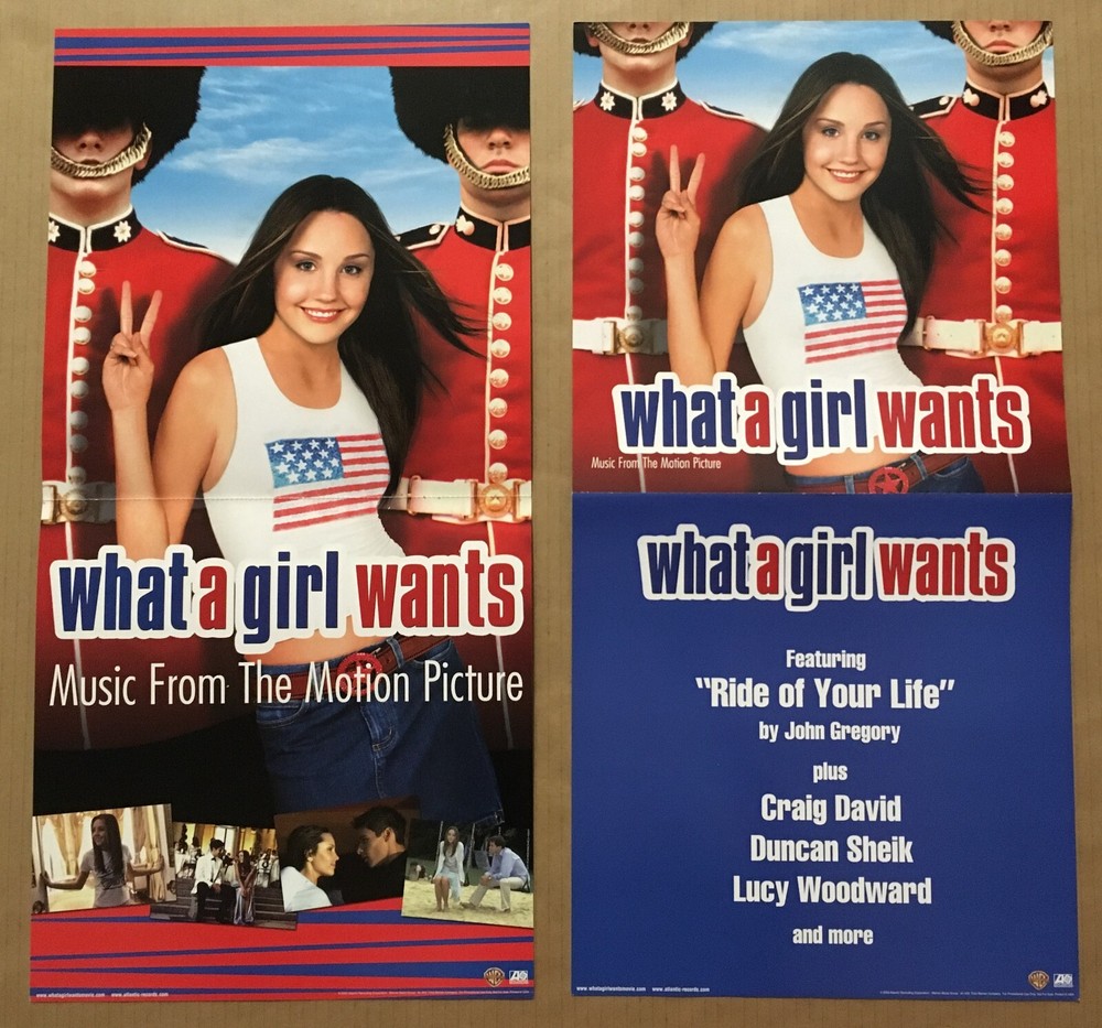 AMANDA BYNES Rare WHAT A GIRLS WANTS 2 Sided PROMO POSTER FLAT of 2003 CD 12x24