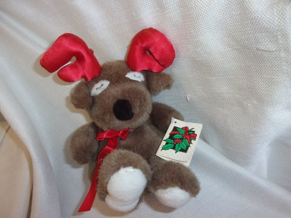 joelson 1993 red plush christmas reindeer brown deer dog plush 9