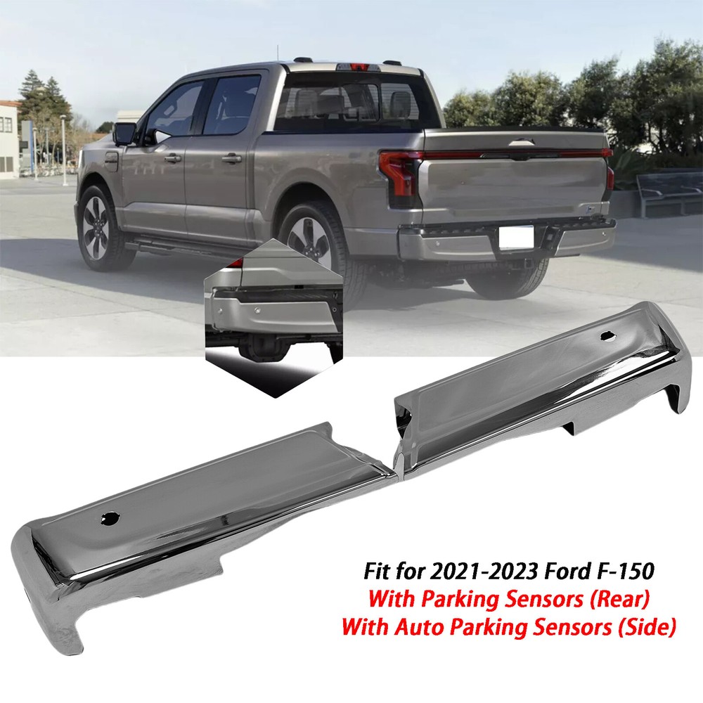 Chrome Rear Bumper End Caps Set For 2021 - 2023 Ford F-150 F150 W/ Auto Sensors