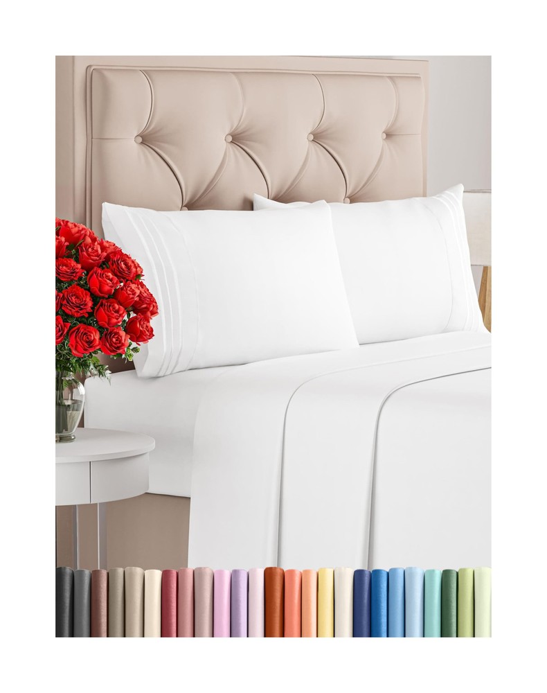 Queen Size 4-Piece Sheet Set - Ultra-Comfortable Breathable Cooling Bed Sheets for a Restful Night's Sleep