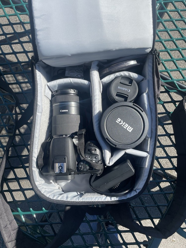 Canon Camera T8i/850d With Lenses Carrying Case Battery And Charger