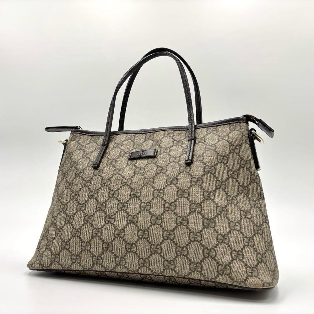 Gucci GG Supreme Tote Bag PVC Leather Large Handbag New