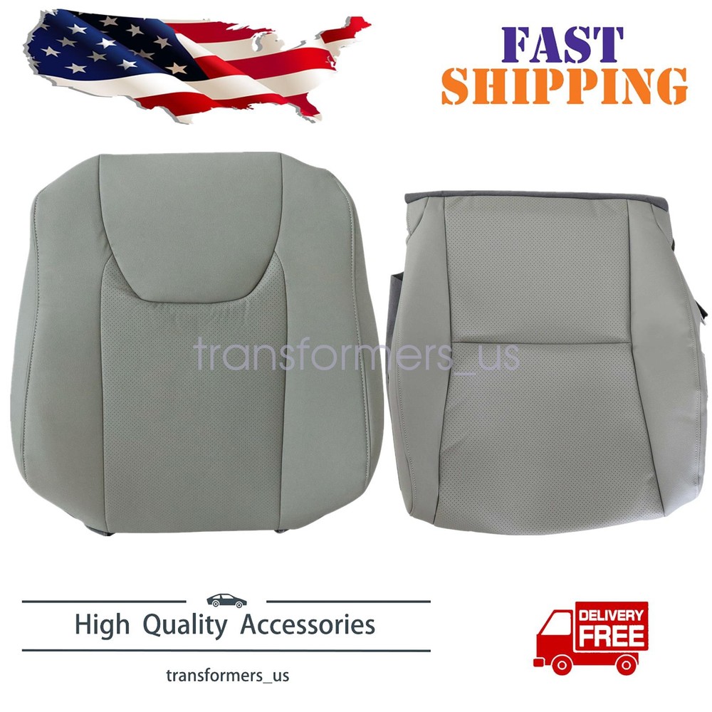 Driver Bottom & Top Leather Seat Cover Gray For 2010 - 2015 Lexus RX350 RX450H