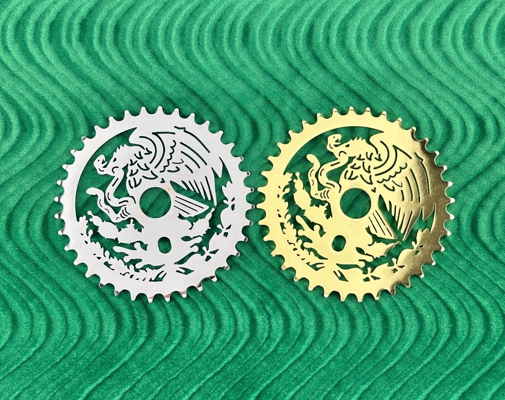 BICYCLE 36T LASER CUT MEXICAN EAGLE STYLE SPROCKET.