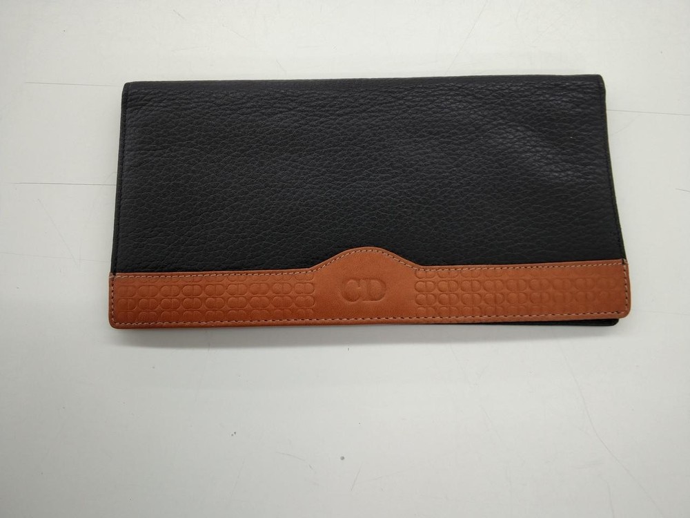 Christian Dior Men's Black Leather Long Wallet Elegant New