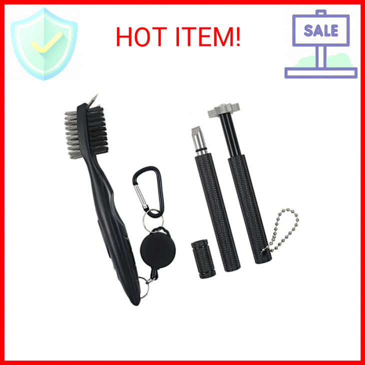 VIPMOON Golf Club Groove Sharpener & Cleaner with Retractable Brush