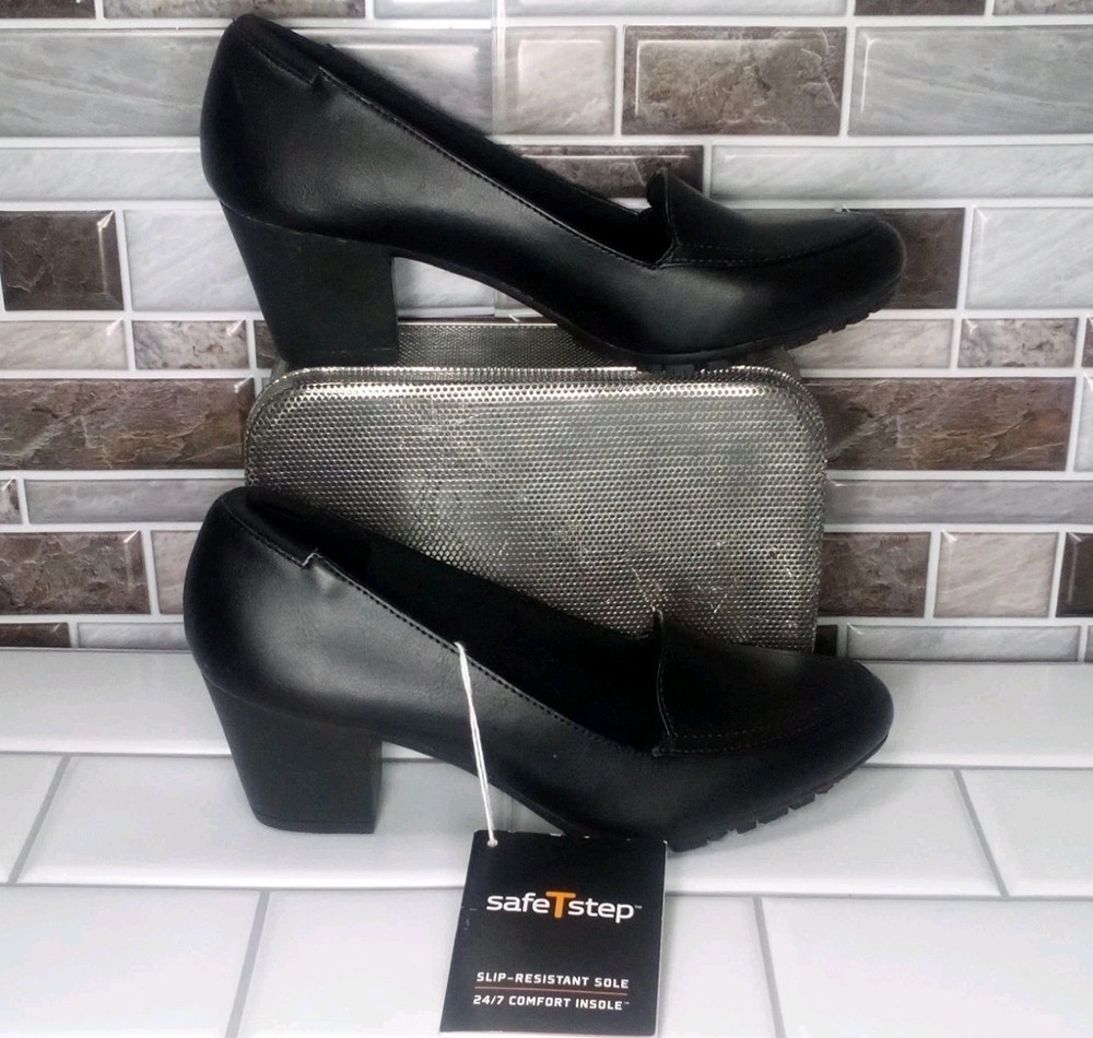 SafeTStep Brittany Slip-Resistant Black Pump Heel Shoes Womens Sz. 5 -#162854/27
