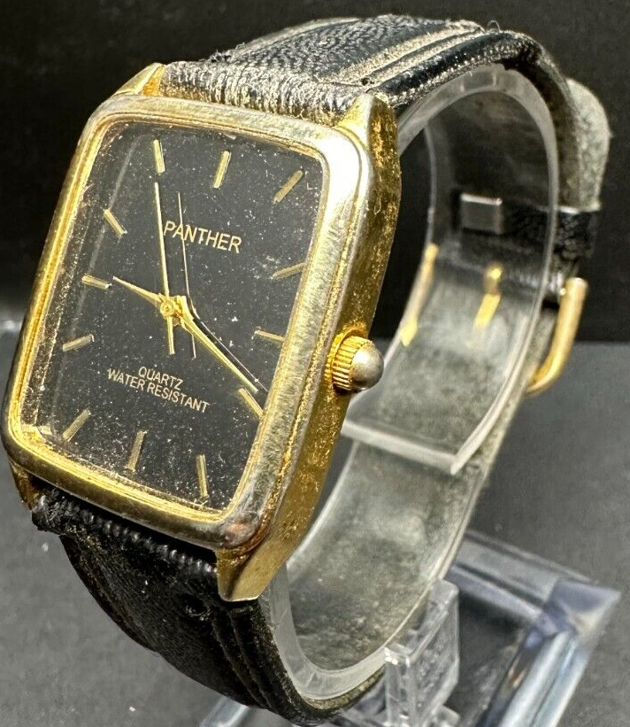 Vintage Panther Analog Watch Gold Tone - Untested - May Need Battery or Repair