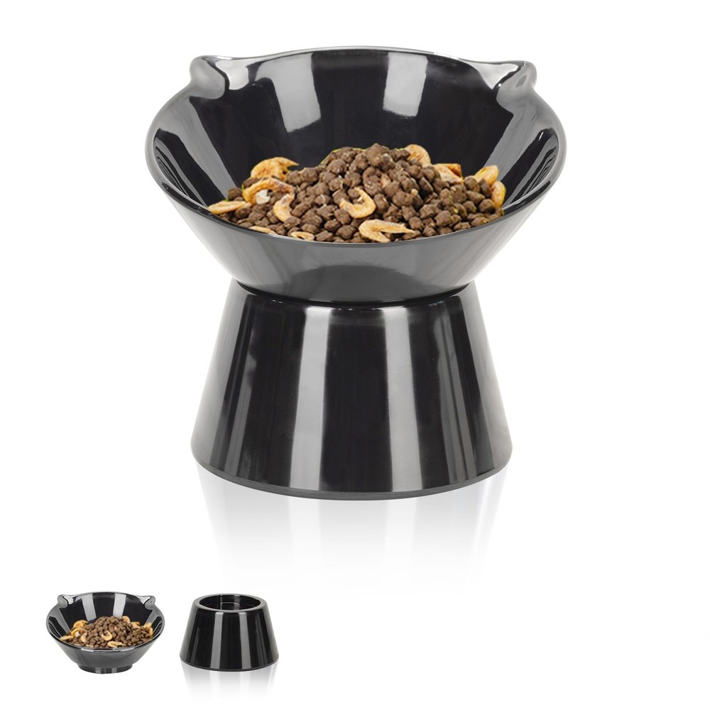 Elevated Detachable 15° Tilted Cat Food Bowls Anti-Vomiting Anti-Choking Raised Feeder
