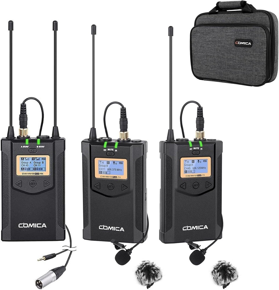 48 Channels Wireless Lavalier Microphone System with Real-Time Monitoring & Mute