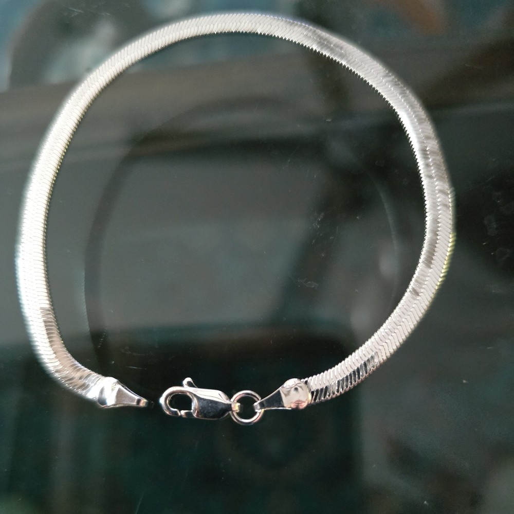 Flexible Herringbone Chain Bracelet Real Solid Sterling Silver 925