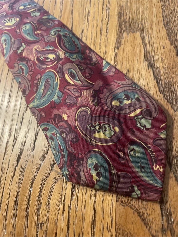 Vintage EUC Longchamp Paris Paisley Silk Tie Men’s Necktie Hand Made In Italy