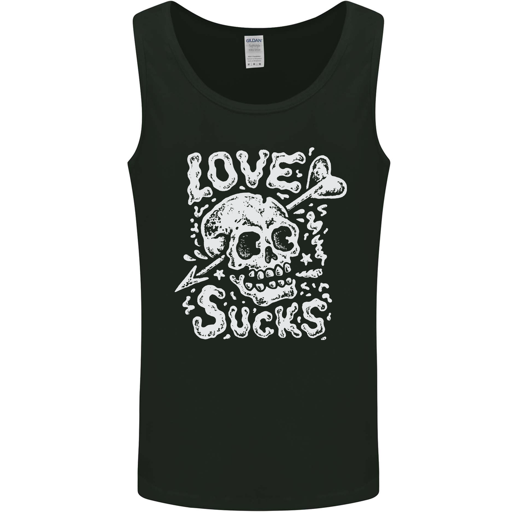 Love Sucks Skull Anti Valentines Day Singles Day Mens Vest Tank Top