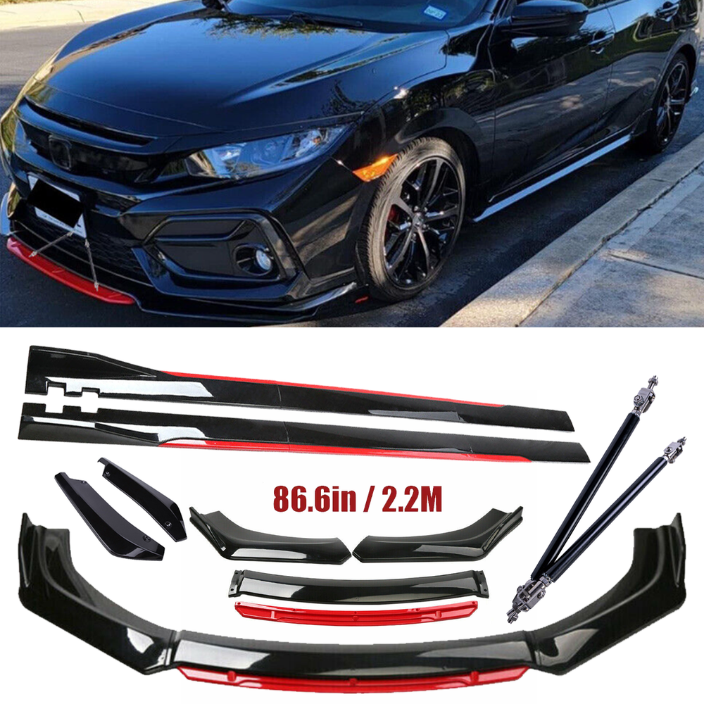 For Honda Civic Si EX LX EX-L Front Bumper Lip Spoiler Splitter Side Skirt Body
