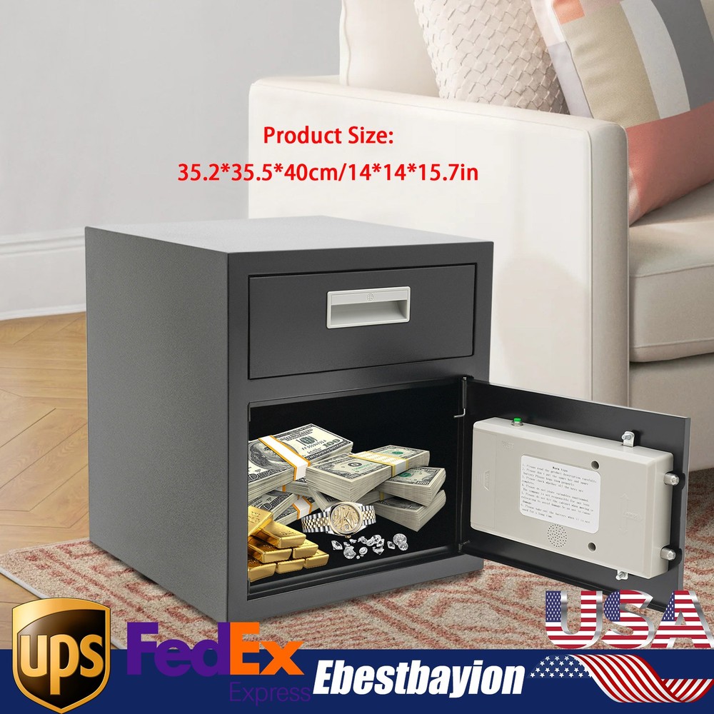0.64ft³ Black Money & Mail Drop Box with Keys for Secure Cash Deposits
