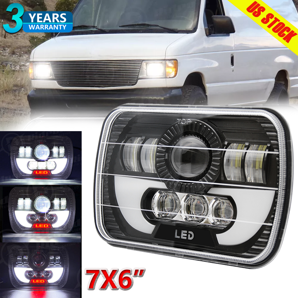 5x7 7x6 LED Headlight Hi Lo DRL Beam Compatible with Ford E-100 E-150 E-250 E-350 Econoline