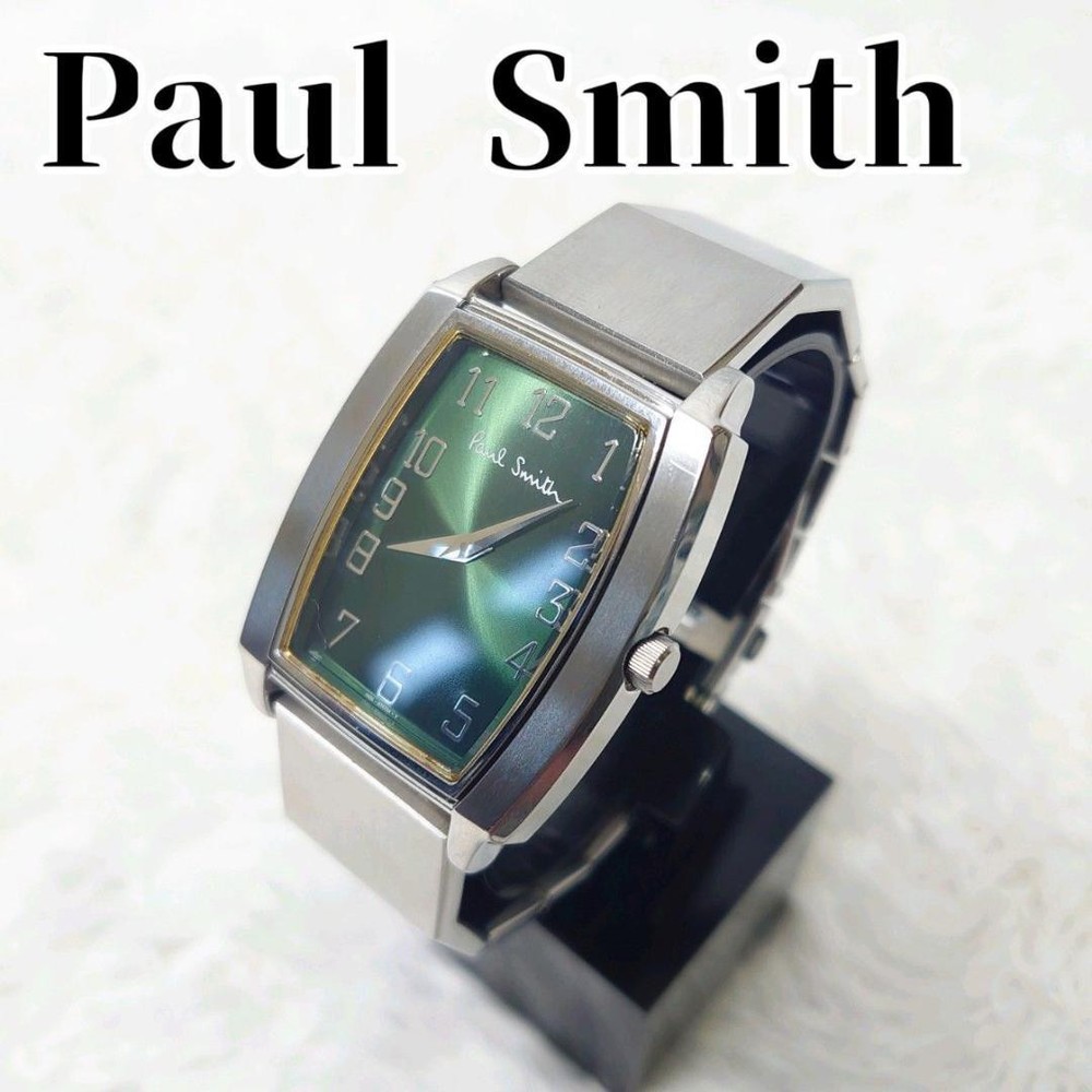 USED PAUL SMITH WATCH SQUARE RECTANGULAR MEN'S WRISTWATCH GOOD M-8022