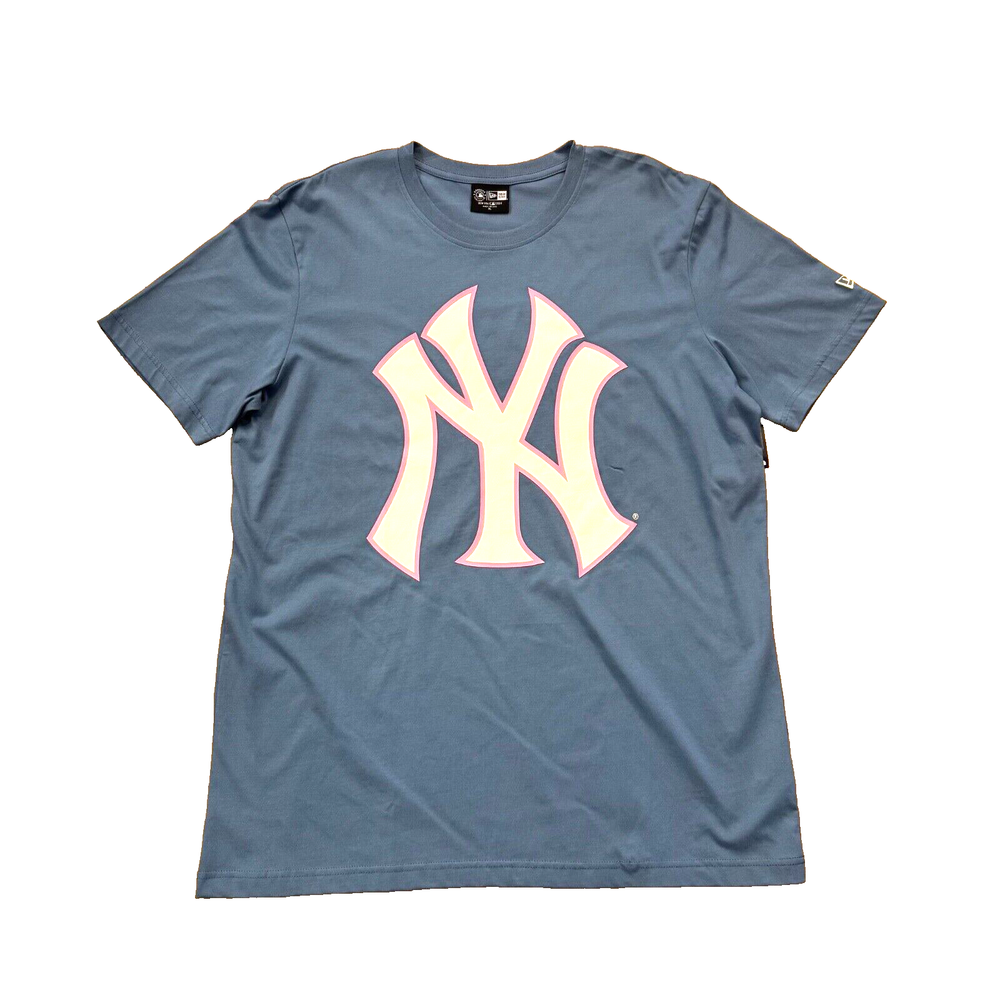 Men New Era New York Yankees Short Sleeve T-Shirt Size XL Pastel Blue Pink White