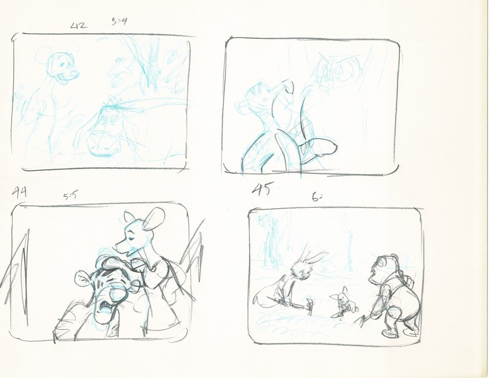 Winnie the Pooh Disney Original Production Storyboard Drawing 1977 Washer pa22