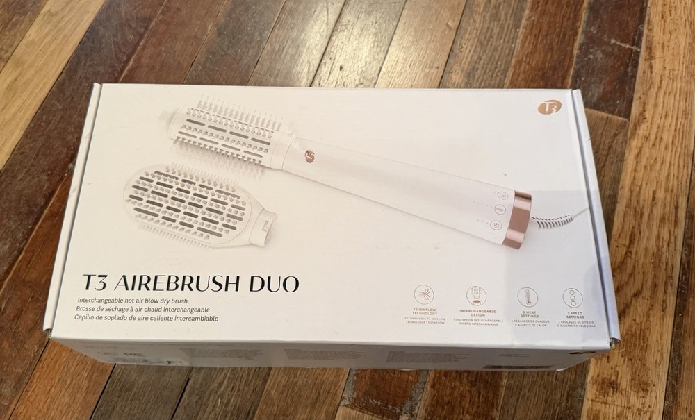 NIB T3 AireBrush Duo Interchangeable Hot Air Blow Dry Brush