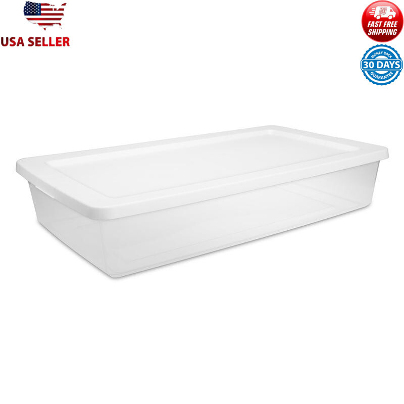 Stackable Clear Plastic Storage Box Under Bed Organizer for Home