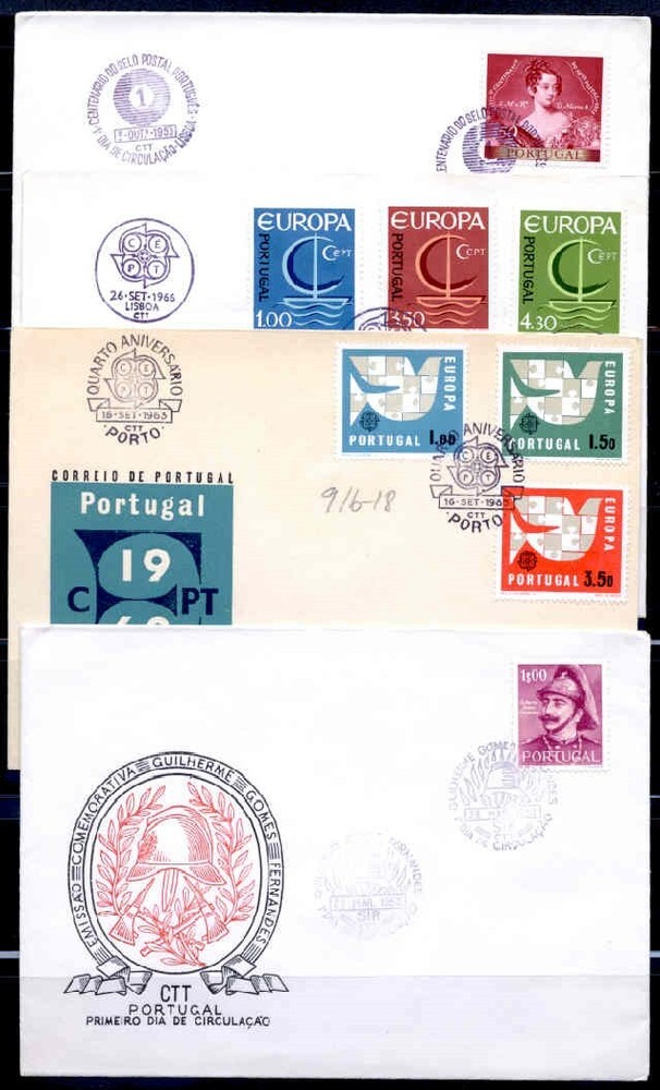 PORTUGAL 1953-1966 4 DIFF FDC